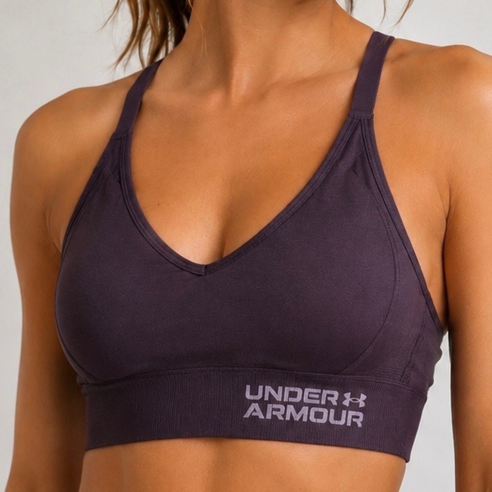 Under Armour Purple Compression Sports Bra Racerback Medium Support LG